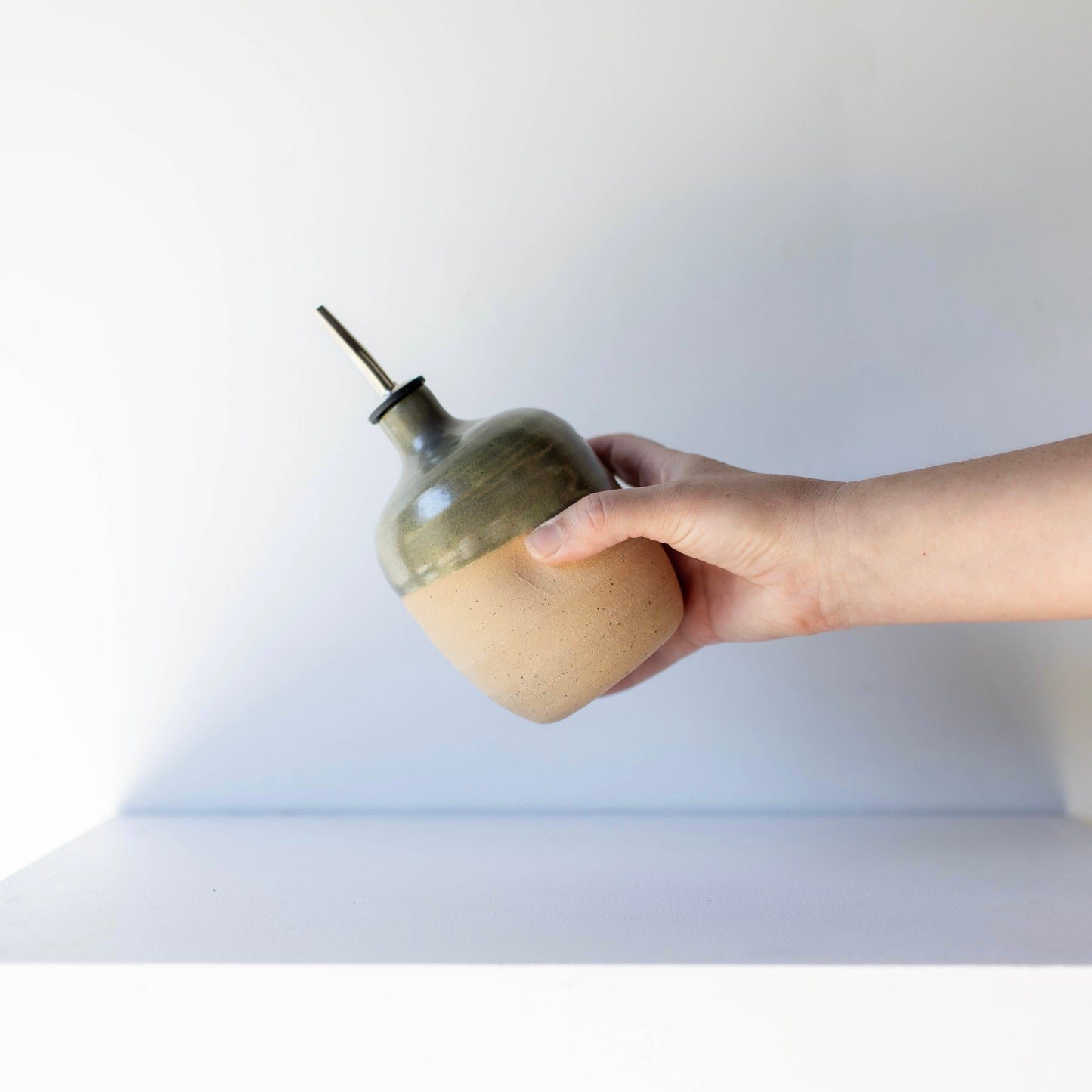 Lil Ceramics Large Kelp green oil pourer handmade in New Zealand