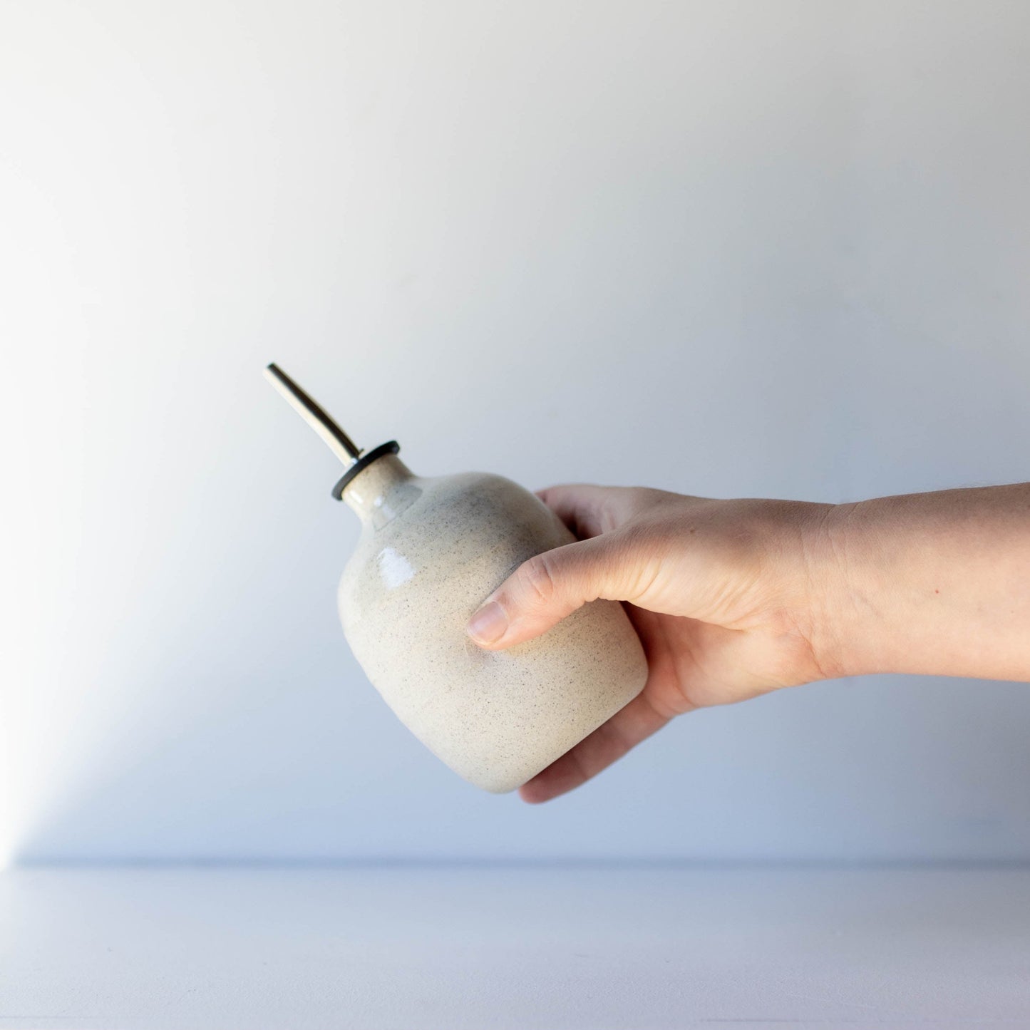 Lil Ceramics small oil pourer sandstone
handmade in New Zealand