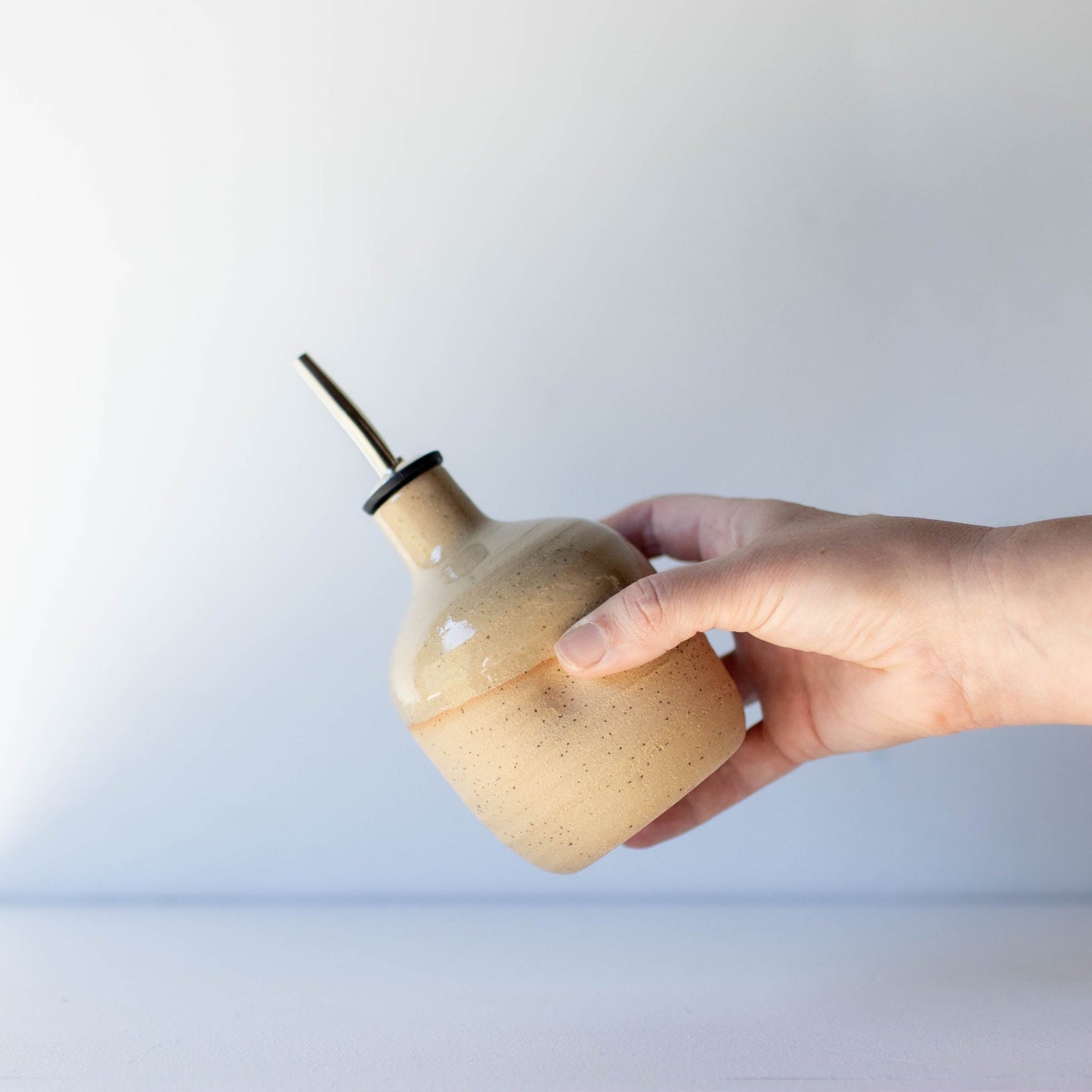 Lil Ceramics small oil pourer speckled tan handmade in New Zealand