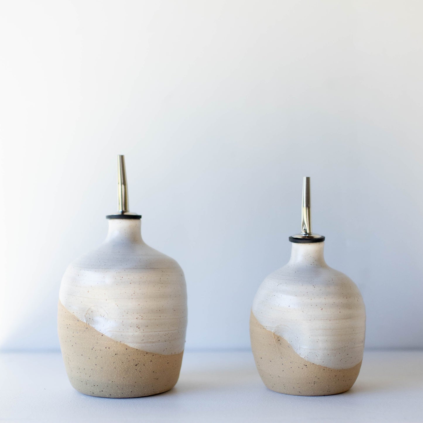 Lil Ceramics small oil pourers satin white handmade in New Zealand