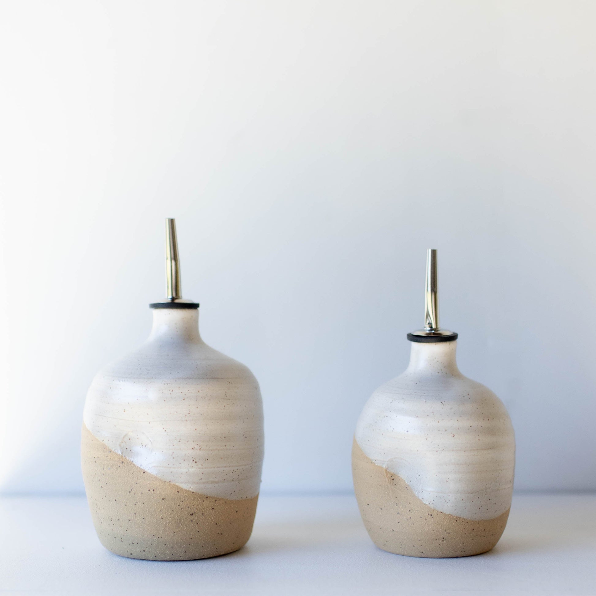 Lil Ceramics small oil pourers satin white handmade in New Zealand