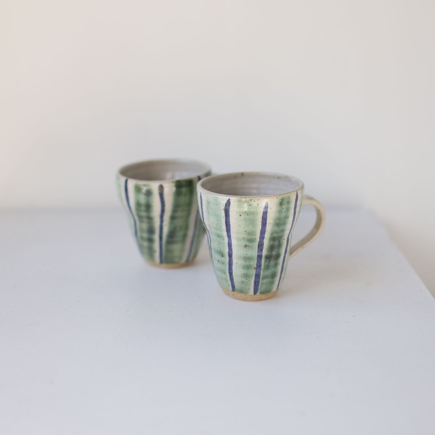 Mug - green + blue striped