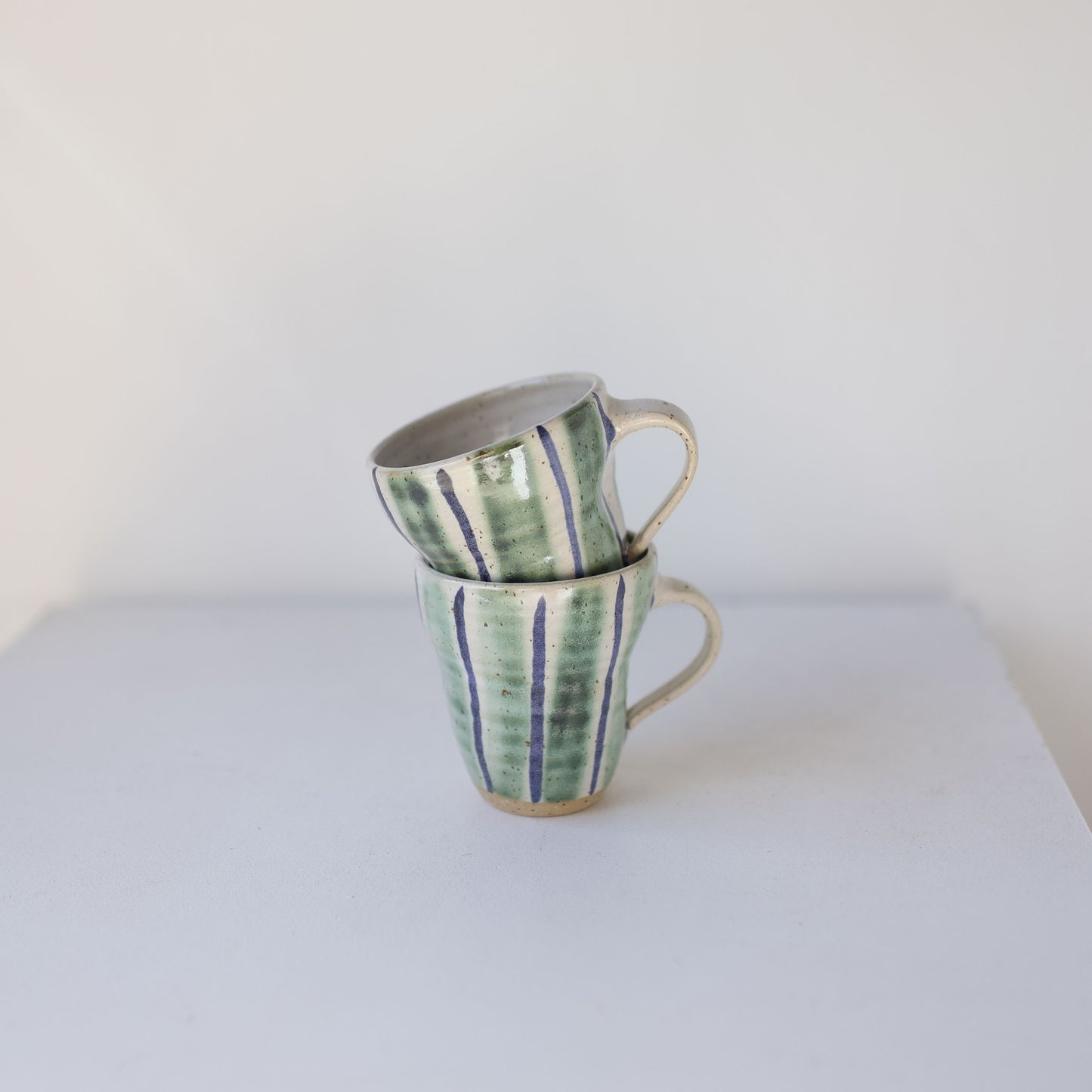 Mug - green + blue striped