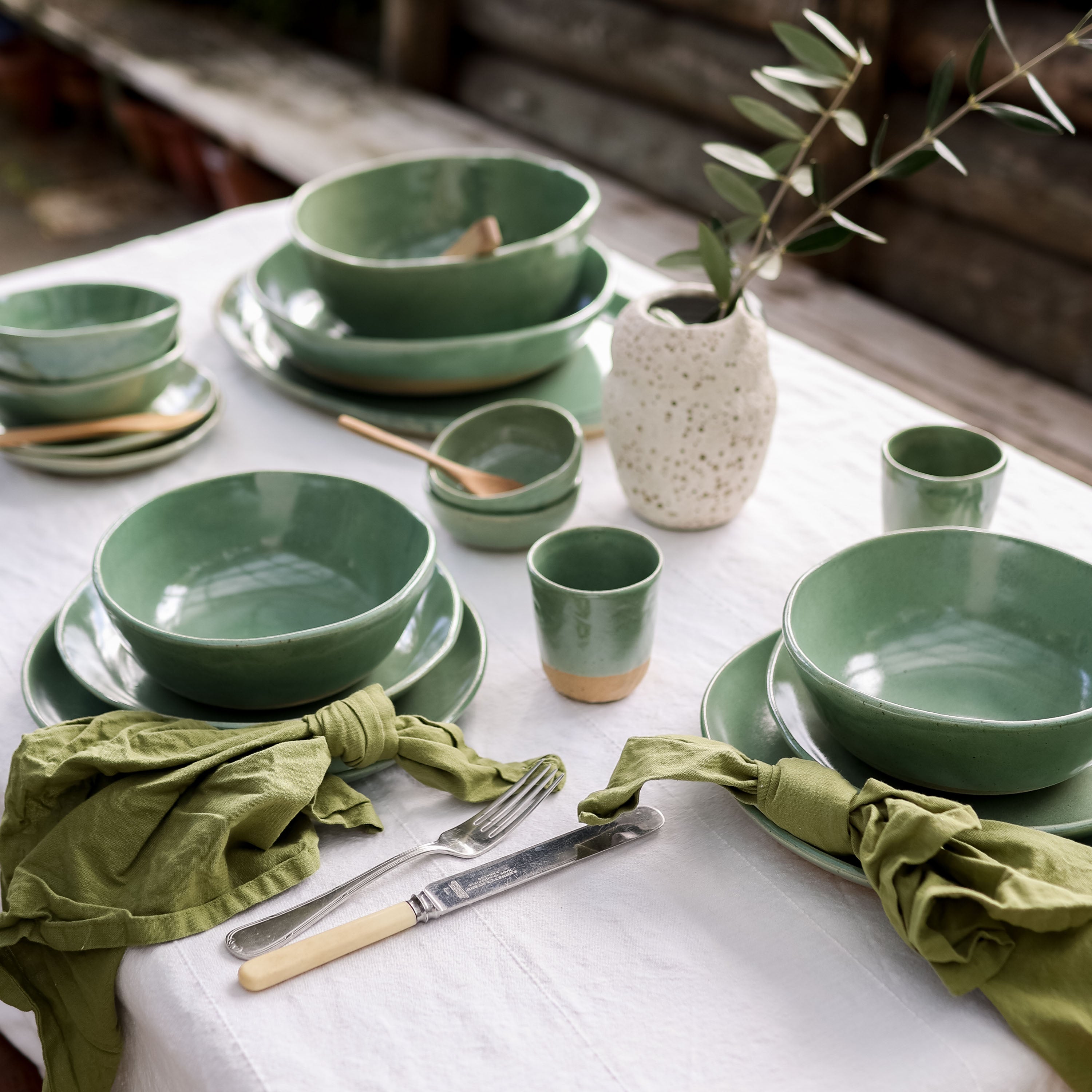 Green dishware best sale