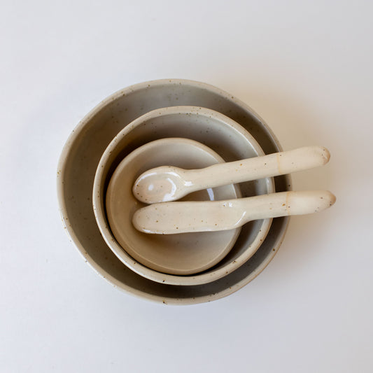 Everyday Mini Bowls Set - Speckled cream