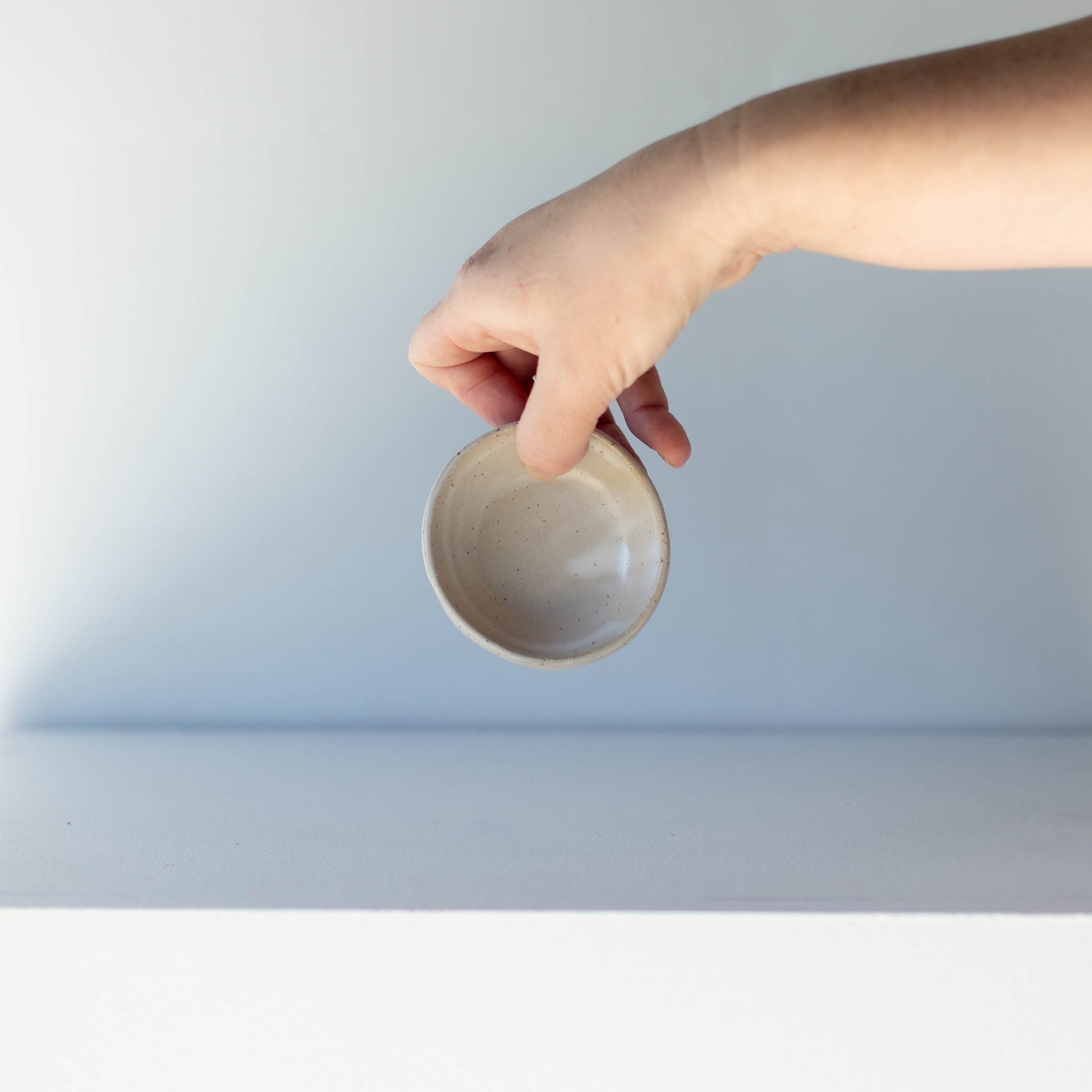Lil Ceramics Speckled Satin white salt bowl hand made in New Zealand