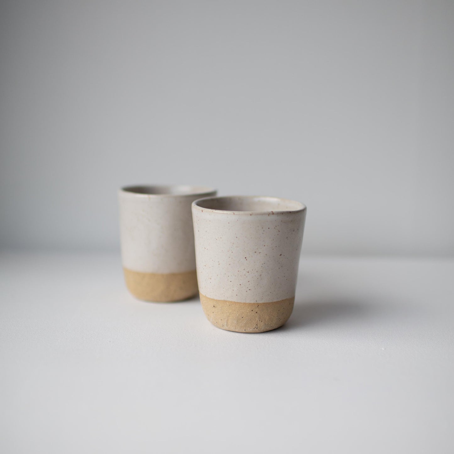 Coffee tumblers - Satin white on speckled clay